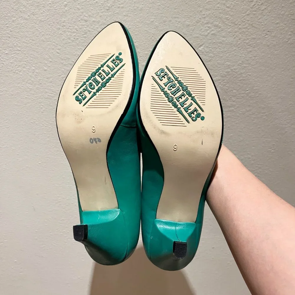 Emerald Green Heels - Size 9 - Seychelles - Super Cute - Picture 15 of 16